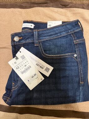 Zara Dark Blue Skinny Jeans with Orange Stitching